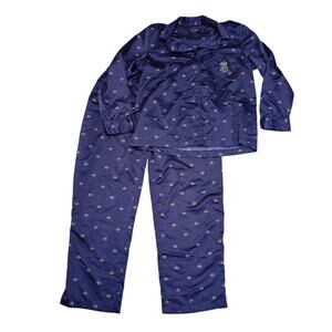Ralph Lauren Black Label Purple Silky Satin Gold Crown Pajama Set Medium